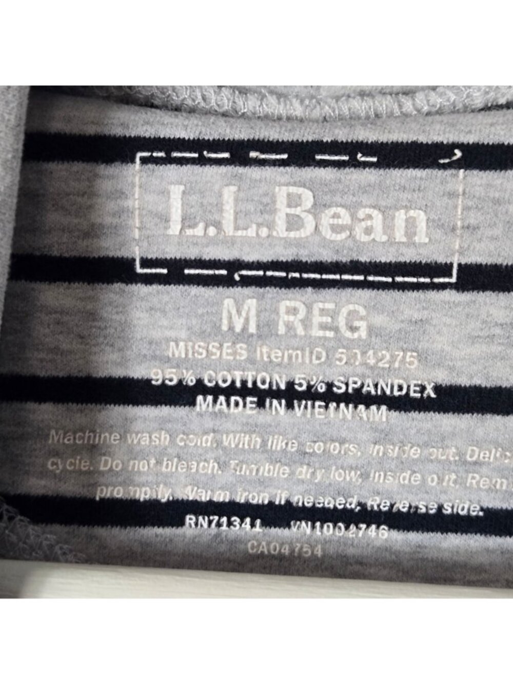 L.L. Bean Size M Interlock Cowl Neck Striped Long Sleeve Shirt Gray Women's - Picture 5 of 6